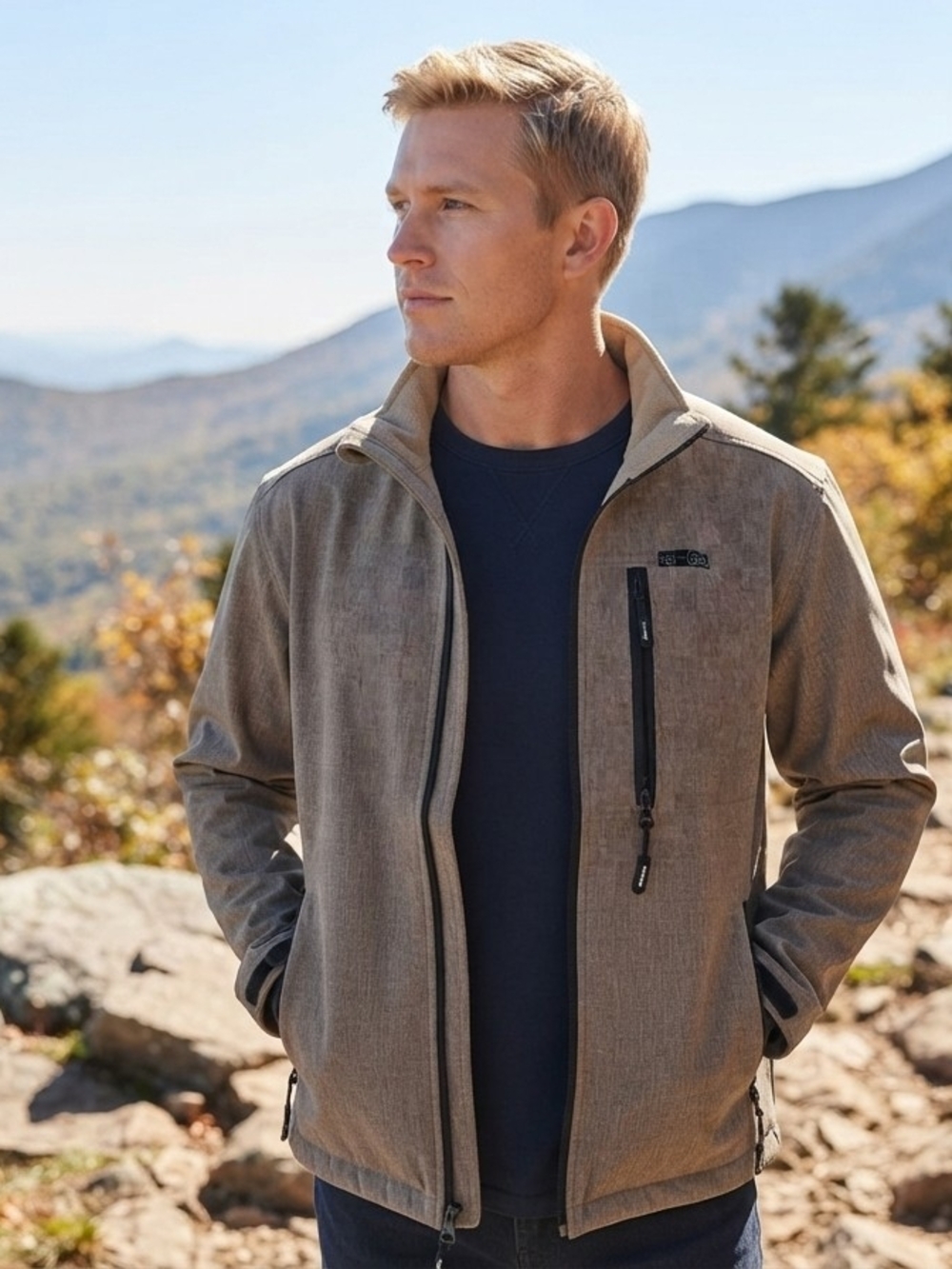 ATG Wrangler Men’s Small Heather Tan Fleece Lined Softshell Jacket NSJ17HT